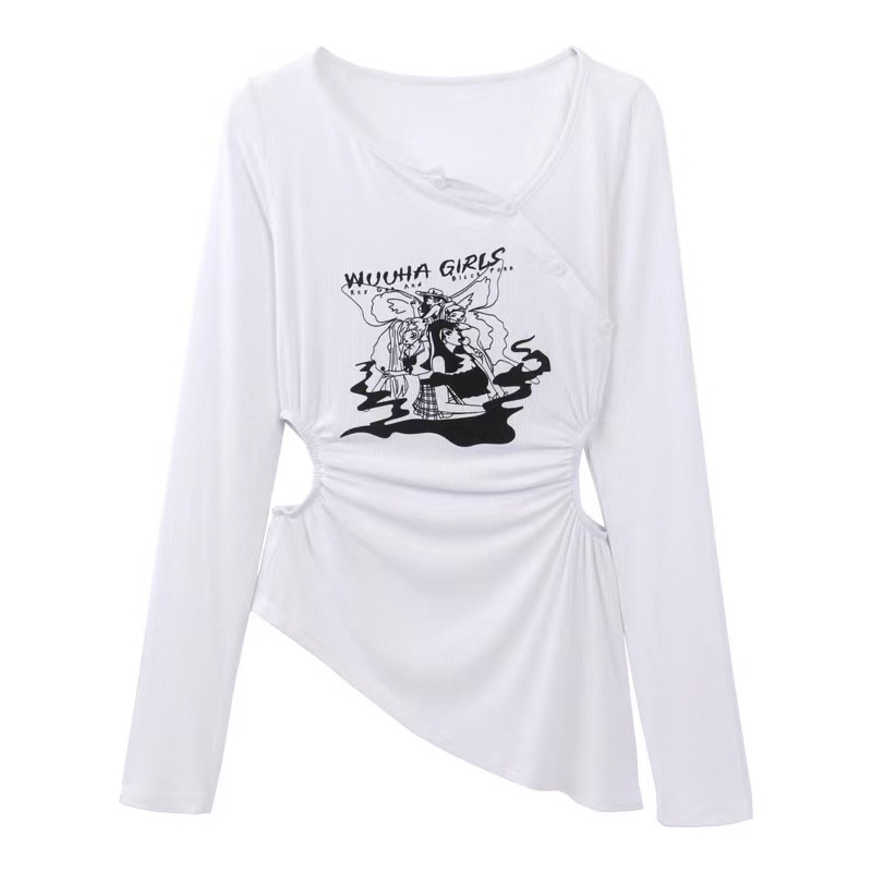 Áo Thun Tay Dài Dáng Ôm Hở Eo Thời Trang Mùa Hè Cho Nữ