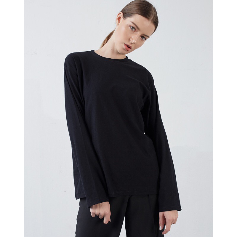 Áo thun tay dài cơ bản (Trắng - Đen) | BigBuy360 - bigbuy360.vn