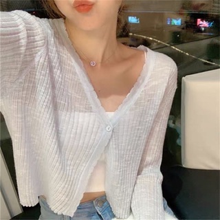 Áo len mỏng cardigan dáng ngắn A767