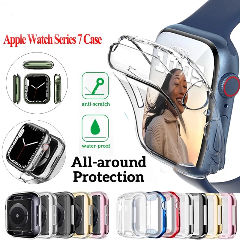 Vỏ bảo vệ mặt đồng hồ jansin thích hợp cho Apple watch dòng 7 6 se 5 4 3 kích thước 45mm 41mm 42mm 38m 40mm 44mm