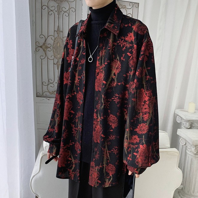 Áo sơ mi tay dài nam họa tiết Retro thời trang cá tính dành cho  Hàn Quốc Simple Fashion áo sơ mi nam dài tay lụa bông bigsize áo nam đẹp