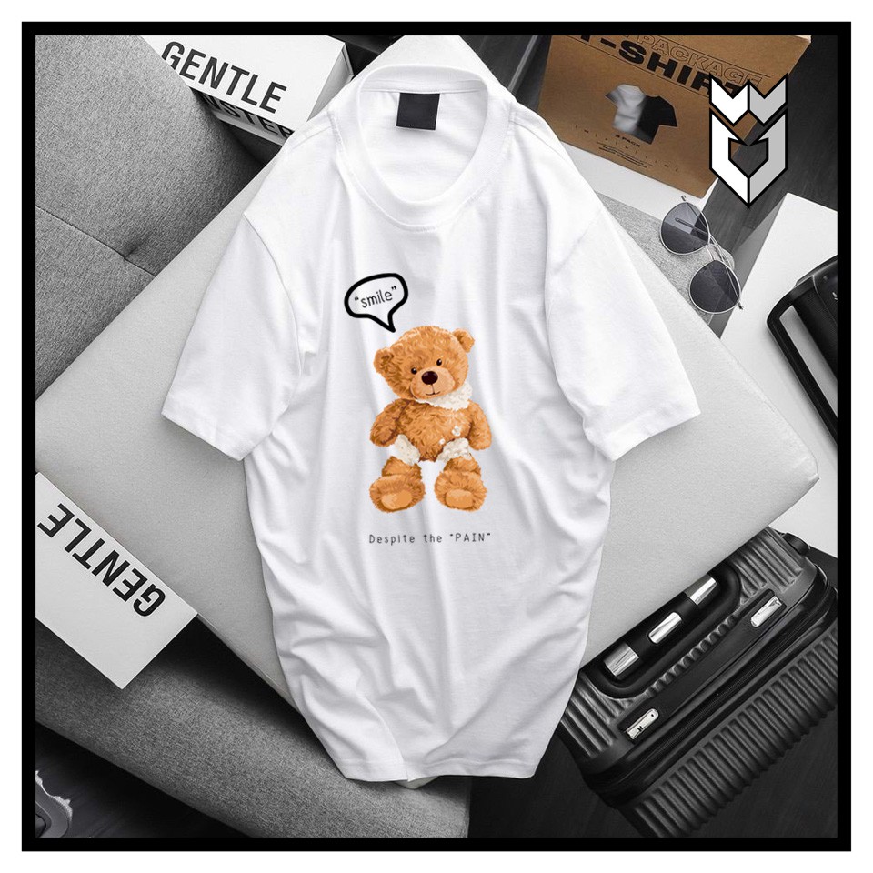 【FREE SHIP】Áo Thun nam nữ unisex Smiley Bear, áo thun cotton ngắn tay cổ tròn - GW Shop | BigBuy360 - bigbuy360.vn