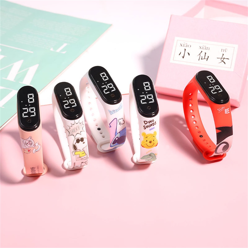 Còn Hàng Kỹ Thuật Số Đèn Led Đồng Hồ Unisex Phong Cách Mới Đồng Hồ Led Chống Thấm Nước In Hình Hoạt Hình Dây Đeo Trẻ Em Sinh Viên Điện Tử Đơn Giản Vòng Tay Thể Thao cá Tuyết