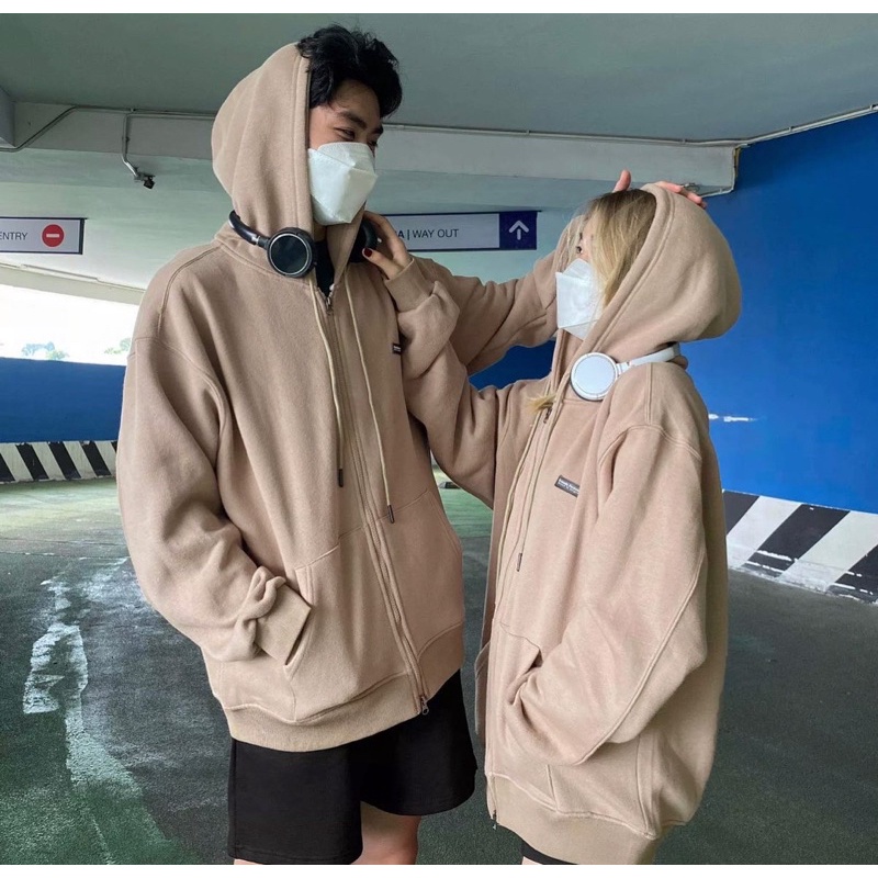 HOODIE OVERSIZE màu CẨMEL - áo khoác nỉ có mủ trùm đầu