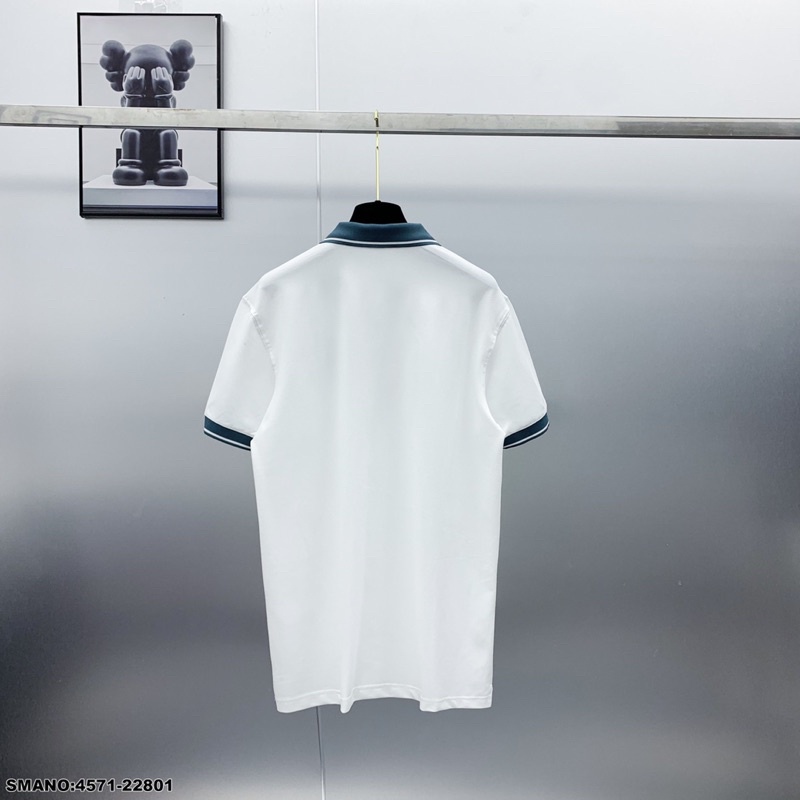 Áo polo nam nữ FD chất cotton 100% thêu logo búp bê mặt nạ karl ngực phối bo tay cổ xanh kẻ trắng cao cấp PL05P