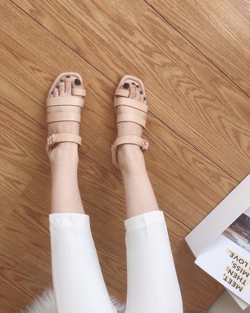 Sandal xỏ ngón dây ngang đế mềm, quai chun hậu