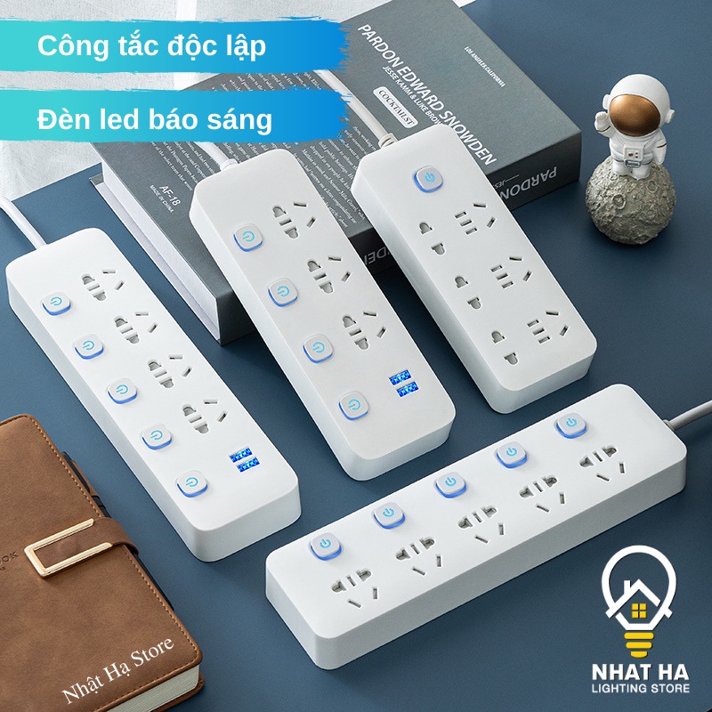 Ổ Cắm Điện Đa Năng Nhật Hạ 2 cổng USB Công tắc độc lập có đèn báo chịu tải 2500W an toàn chống giật dây dài 3m M42U