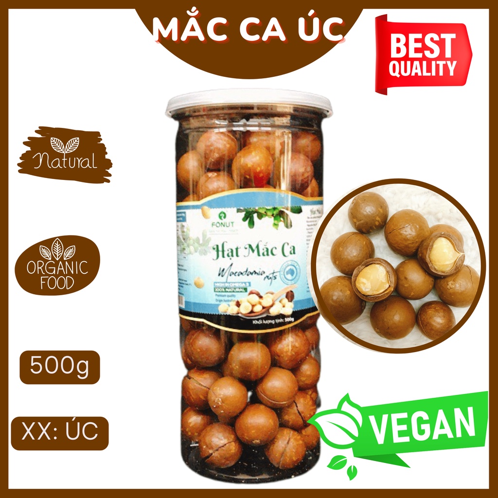 Hạt Mắc Ca - Hạt Macadamia Úc nứt vỏ 500g