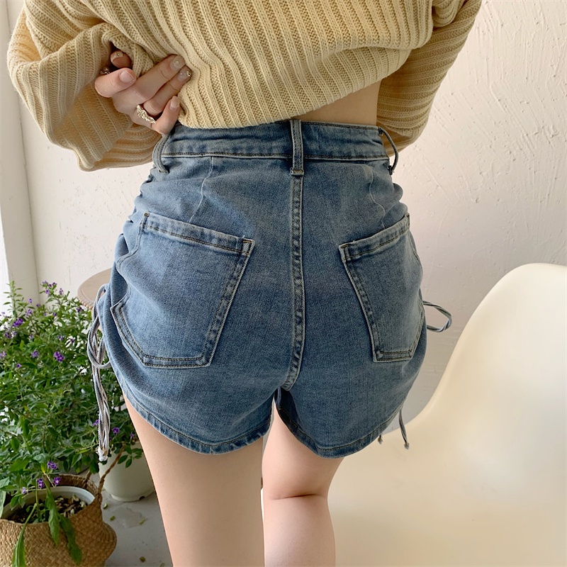 Quần Short Denim Mỏng Lưng Cao Xu Hướng Mới Mùa Hè Hàn Quốc Cho Nữ