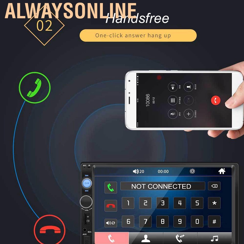 Alwaysonline 7in Car MP5 Player Multimedia Stereo Receiver Bluetooth Mirror Link with Remote Control for Android