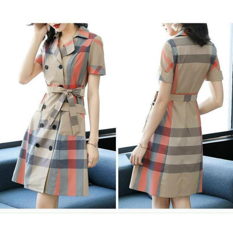 Đầm Sơ Mi Phối Hoạ Tiết Caro Cao Cấp - Váy Đầm Dáng Dài Tay Lỡ Phối Bell Thanh Lịch | BigBuy360 - bigbuy360.vn