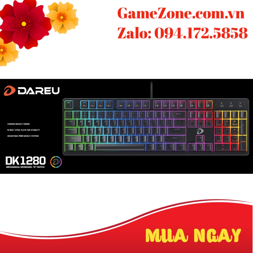 Bàn phim cơ DareU DK1280 Led RGB - CHÍNH HÃNG