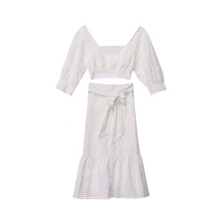 SET VÁY TRẮNG ĐUÔI CÁ CẠP CAO THẮT EO [ ORDER ]