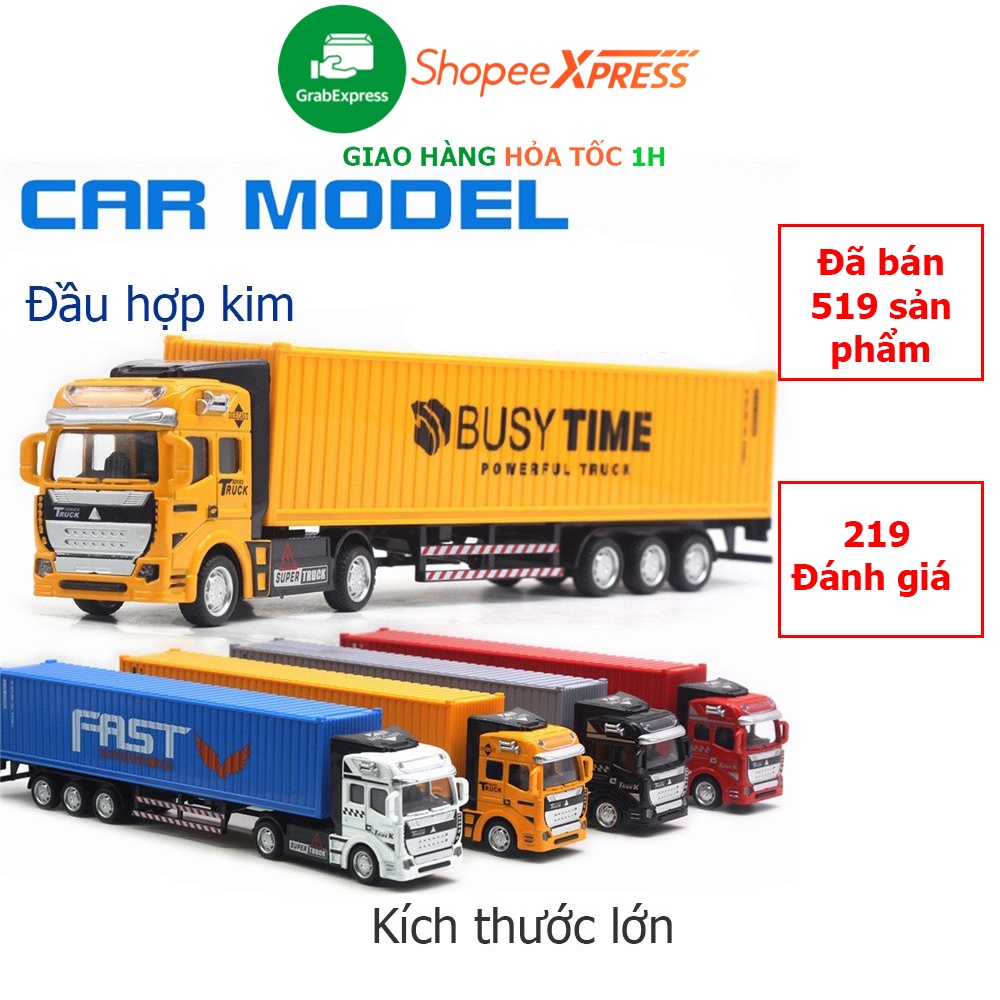 Xe mô hình đầu kéo container vận chuyển đầu hợp kim tháo rời kích thước lớn tỷ lệ 1:48 - nhiều màu