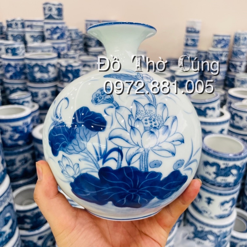 Bình Hút Lộc Bàn Thần Tài Men Lam