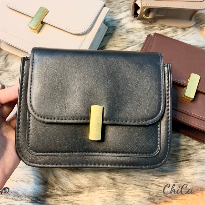 Túi Đeo Chéo Mini Da PU Trơn Bốn Màu Phong Cách Vintage Vừa Điện Thoại