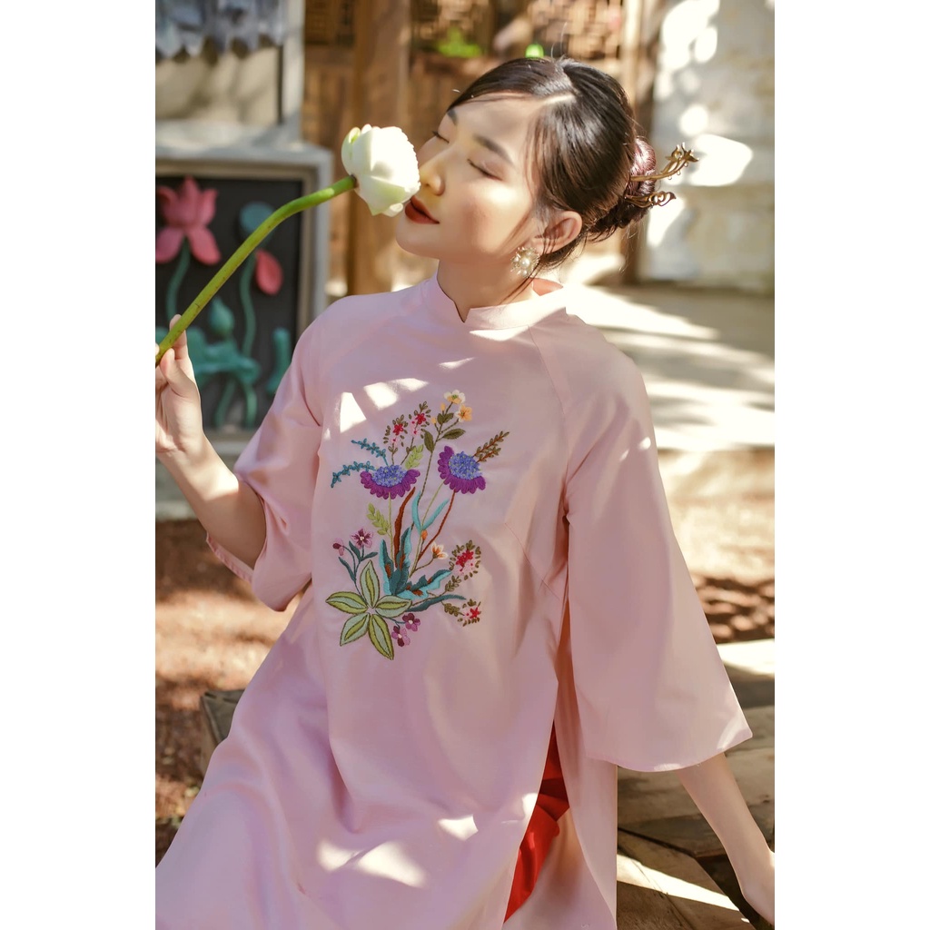 Áo dài cách tân hồng