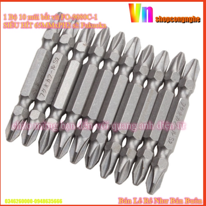 1 Bộ 10 mũi bắt vít FO-9080C-1 SIÊU HÍT 65MMxPH2 s2 Fukuoka