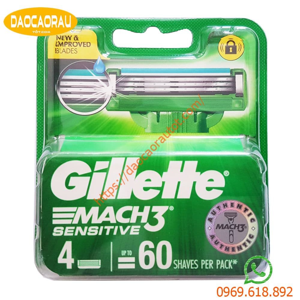 Hộp 4 lưỡi dao cạo râu Gillette Mach 3 sensitive