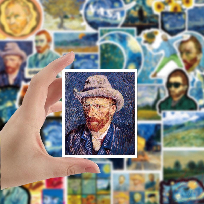 Set 50 miếng dán trang trí hình bức tranh Van Gogh mẫu 03