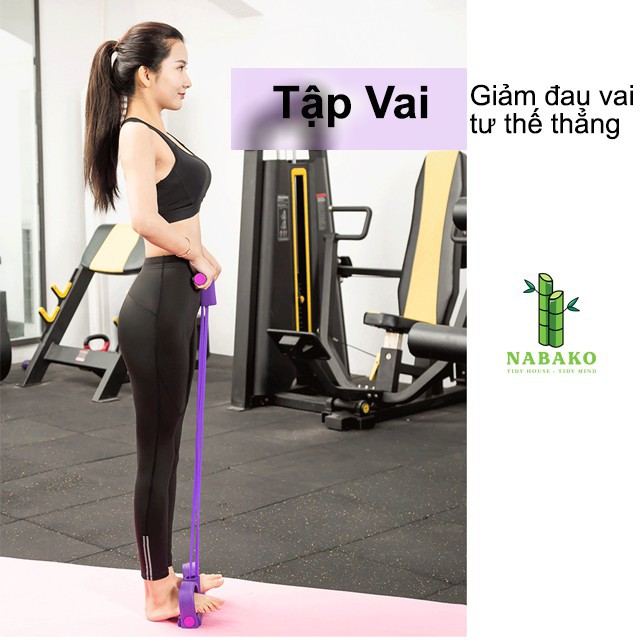 Dây Tập Gym Đa Năng Ngũ Sắc Đàn Hồi Tập Thể Dục 5 nhóm cơ Mông, Bụng, Vai, Ngực, Chân 4 dây