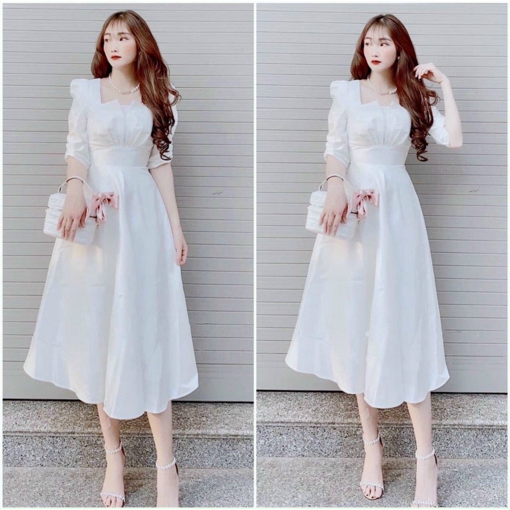 Váy công chúa cổ vuông tay lỡ siêu xinh