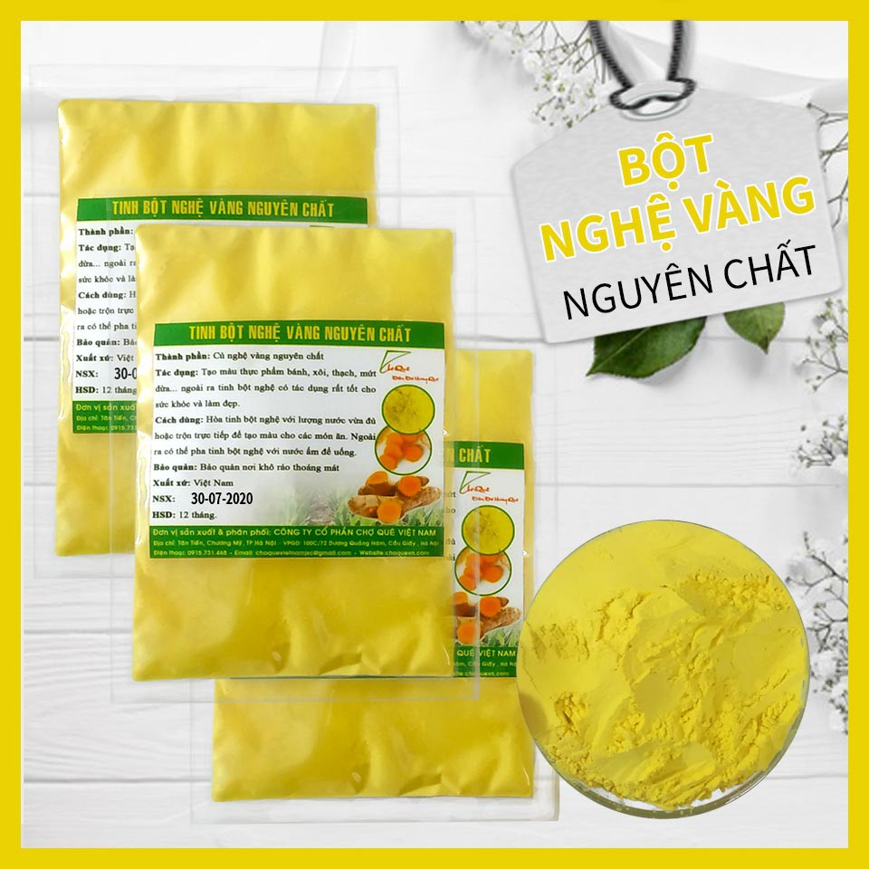 Tinh Bột Nghệ Vàng Bột Tạo Màu Thực Phẩm Tự Nhiên Rau Củ Nguyên Chất Gói 100gr Chợ Quê