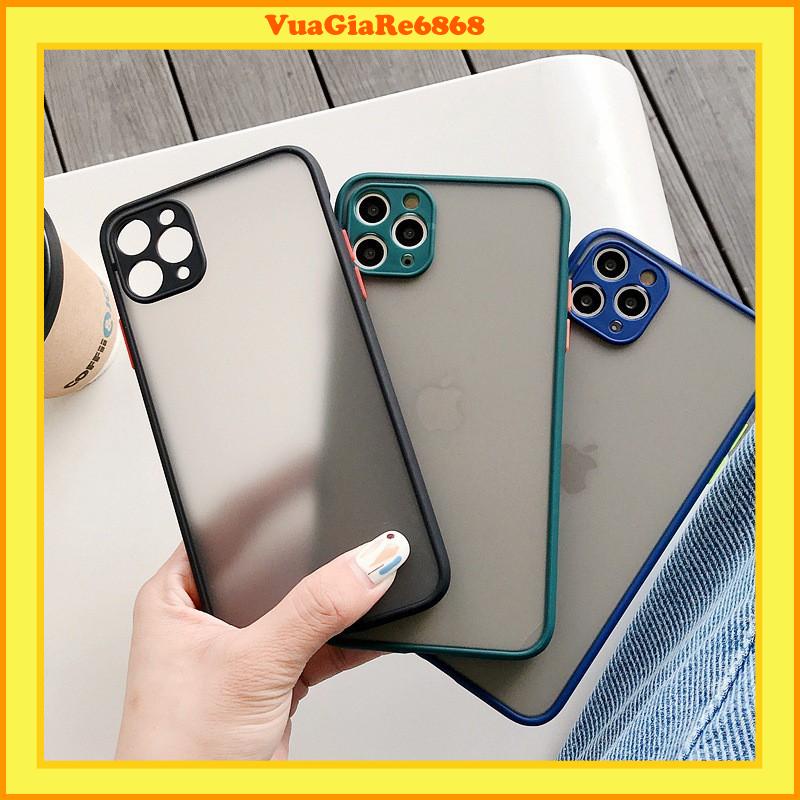 Ốp lưng iphone Nhám Mờ Viền 4 màu bảo vệ camera 5s/6/6plus/6s/6splus/6/7/7plus/8/8plus/x/xs/xsmax/11/11pro/11promax