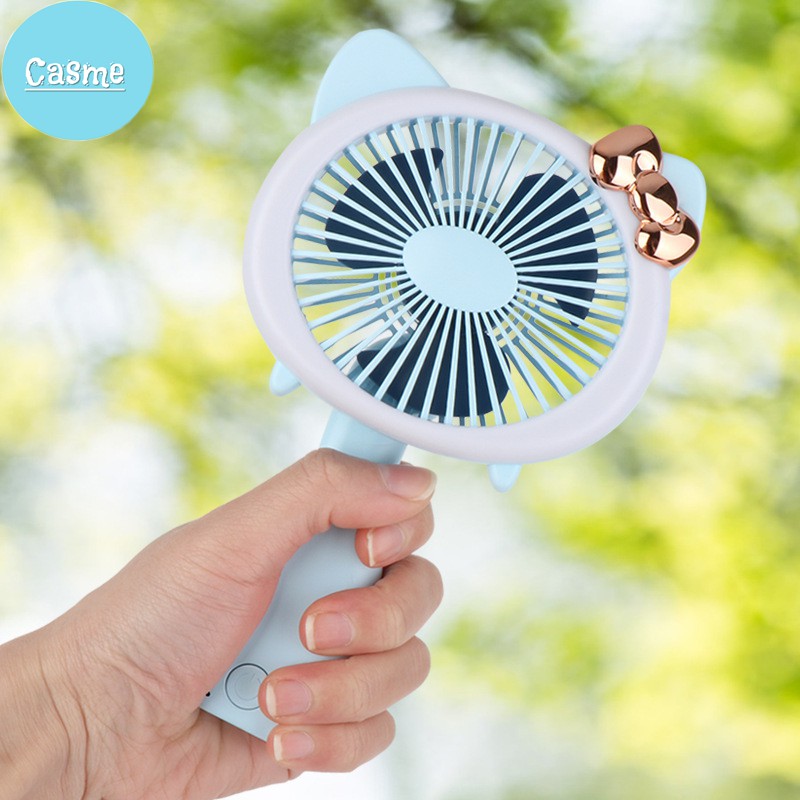 Quạt mini cầm tay Casme, có đèn LED, cổng sạc USB, hình con mèo dễ thương - Q003 | BigBuy360 - bigbuy360.vn