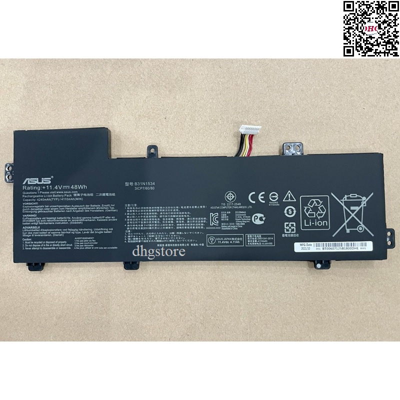 Pin laptop Asus Zenbook UX510, UX510U, UX510UW, UX510UX, U5000, B31N1534