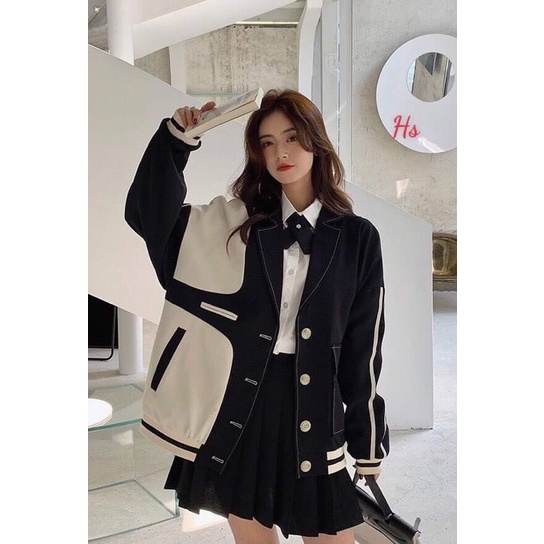 Áo khoác kaki phối trắng HS6