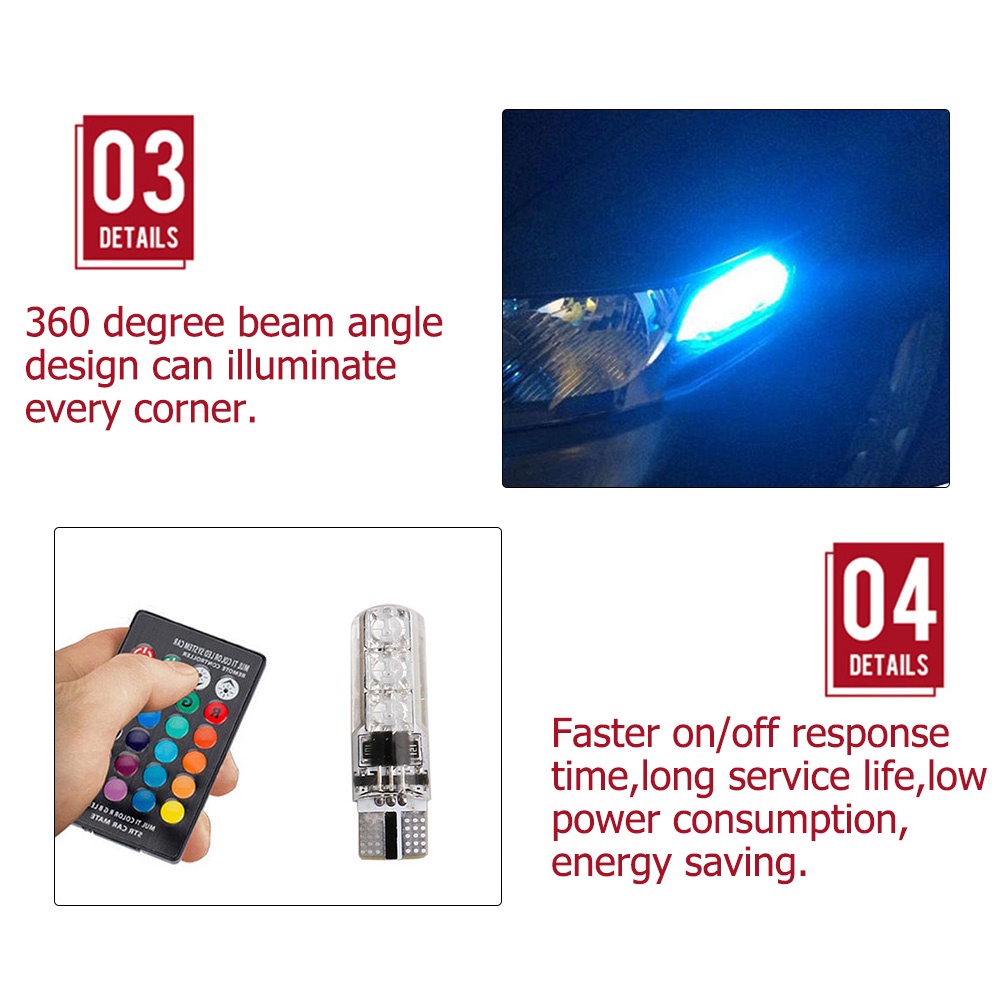 Đèn led 6 Bóng 12V t10 5050 Kèm Điều Khiển Từ Xa Chuyên Dụng Cho Xe Hơi / Xe Máy