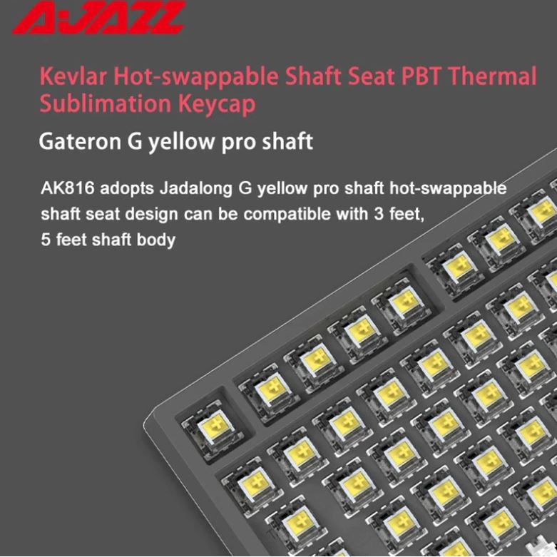 Bàn Phím Cơ không dây AJAZZ AK816 layout 81 Phím, 3 Chế Độ kết nối, Hotswap, Led RGB