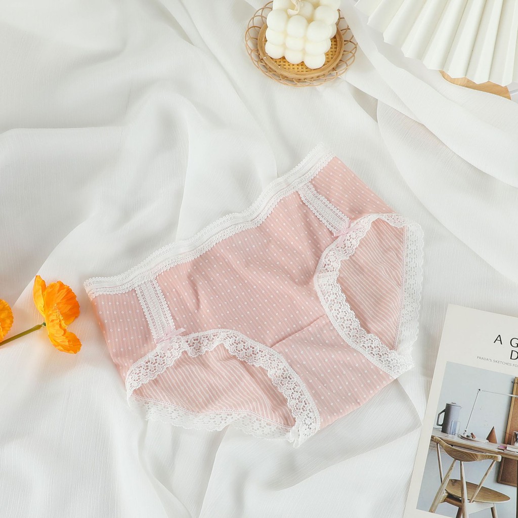 Quần lót nữ cotton Chunxuu chấm bi tông màu pastel kết hợp đường ren ngọt ngào nữ tính - QC35