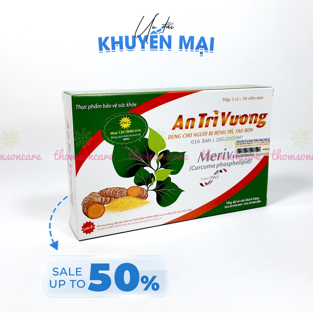 An trĩ vương - Mua 12h tặng 1h bằng tem tích điểm - hỗ trợ giảm táo bón từ cao giấp cá và thảo dược