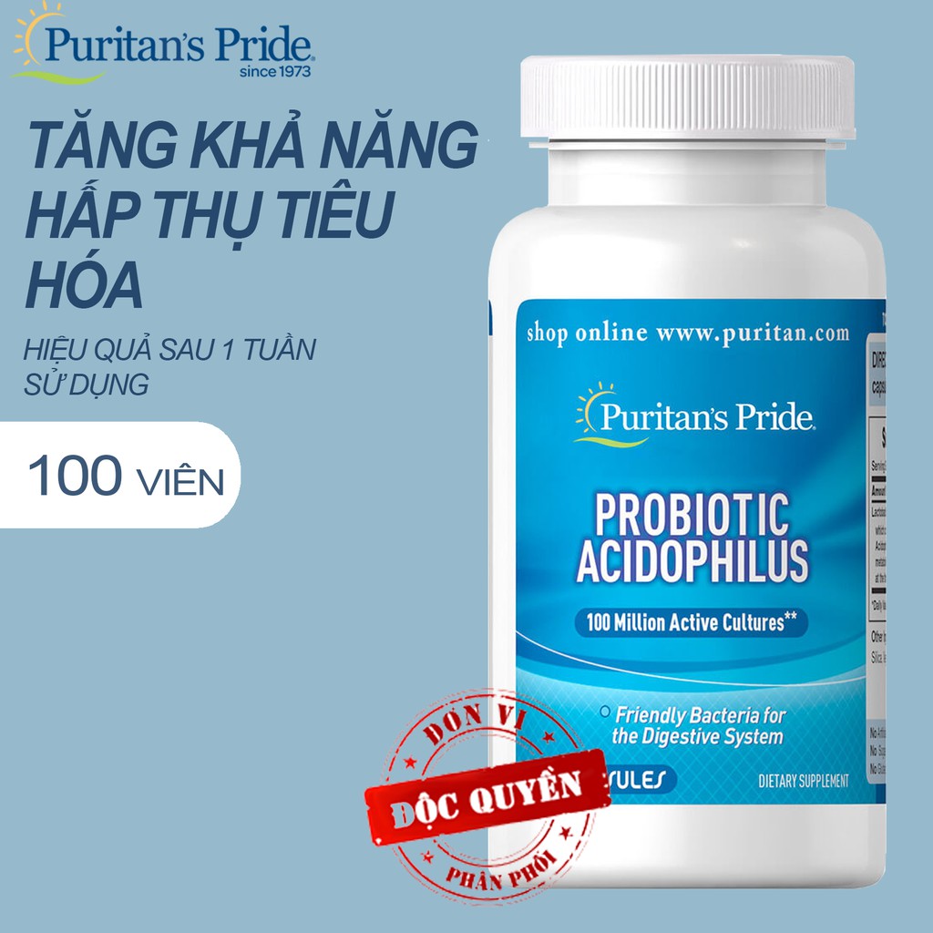 Bổ sung lợi khuẩn Puritan's Pride Probiotic Acidophilus puritans pride100 viên