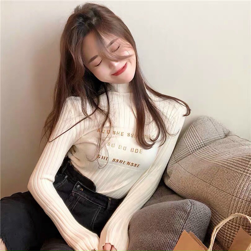 Áo Gân tăm Đông Xuân tay dài cổ kín in chữ TTSA0807