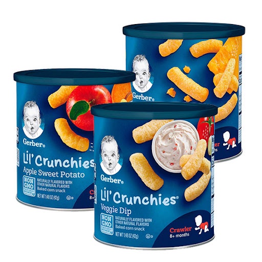 Tặng thùng đựng đồ chơi - Bánh Gerber lùn Lil' Crunchies dạng que cho bé từ 8 tháng tuổi