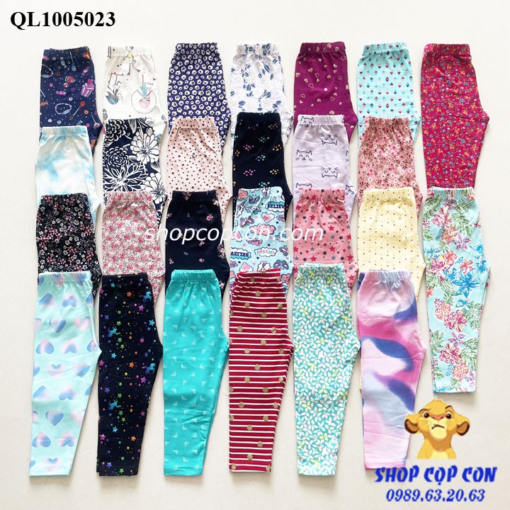 Quần legging dài hoa văn cho bé gái từ 9kg đến 24kg