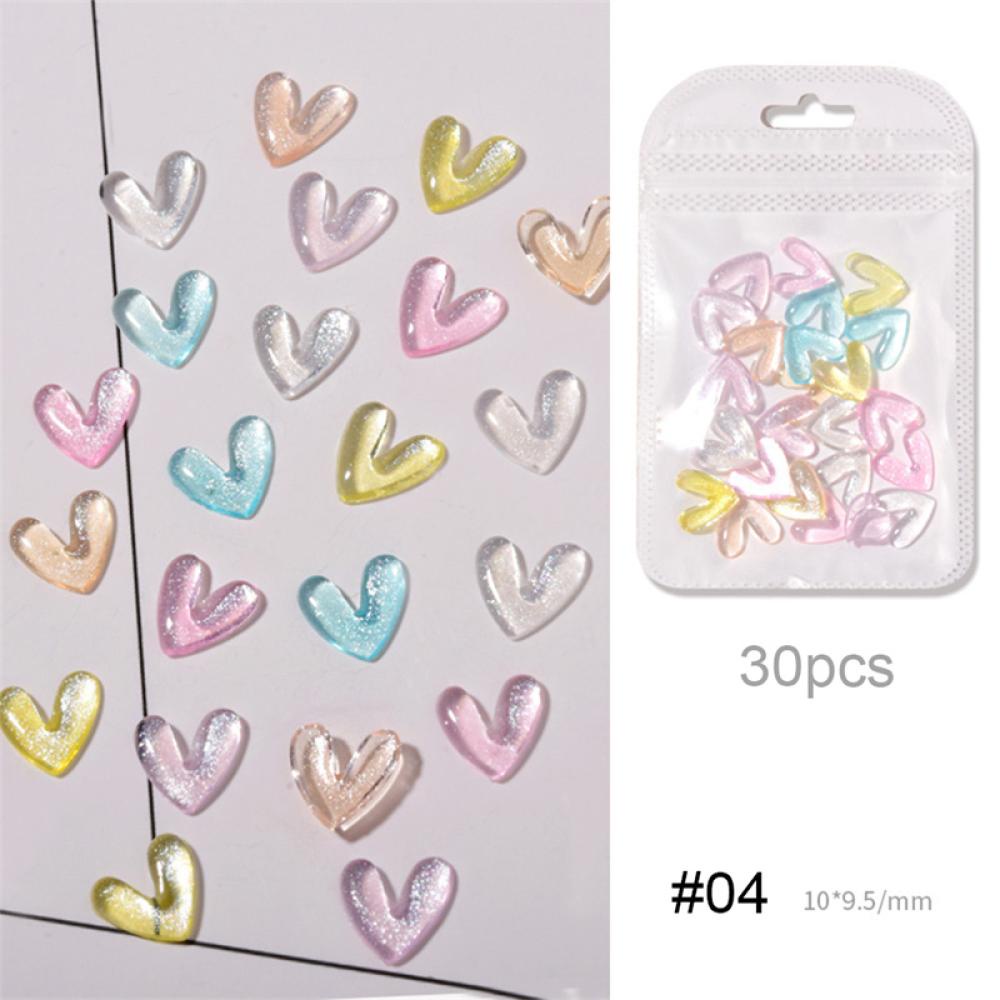 Bộ 30 HạT ĐíNh Trang Trí MóNg HìNh Tim 3D H2L1