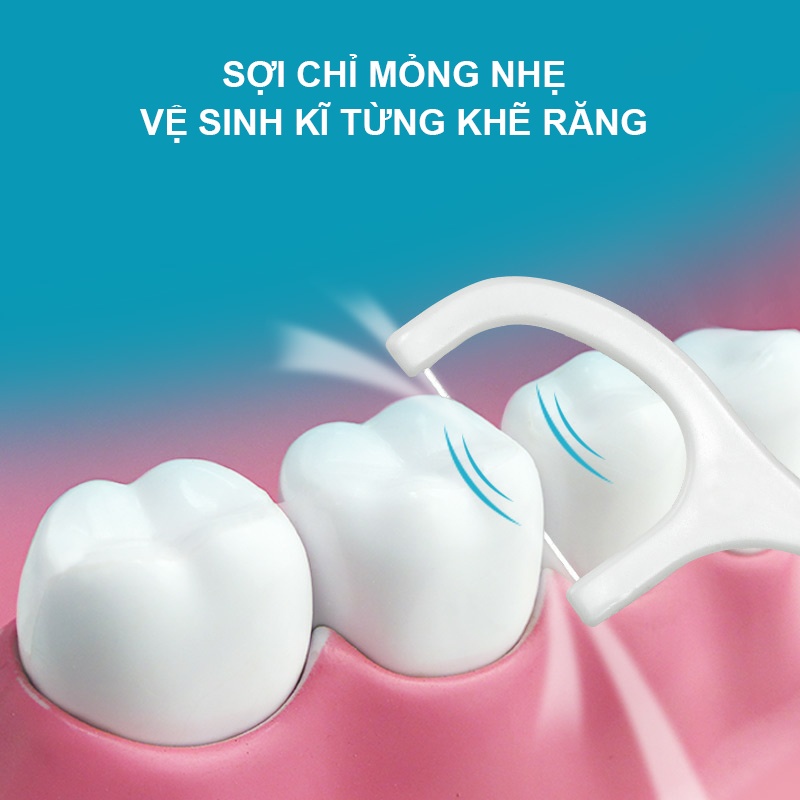 SÉT 50C Tăm Chỉ Nha Khoa Chăm Sóc Răng Miệng Không Xoay Siêu Mịn