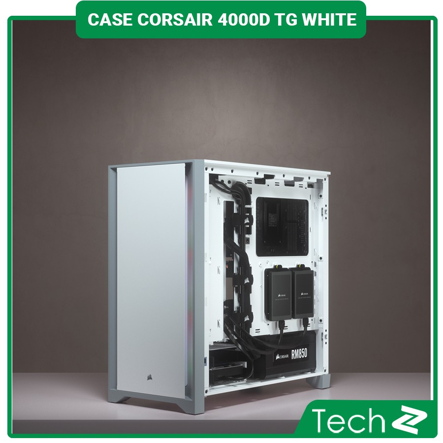 Vỏ Case Corsair 4000D TG White (Mid Tower/Màu Trắng)