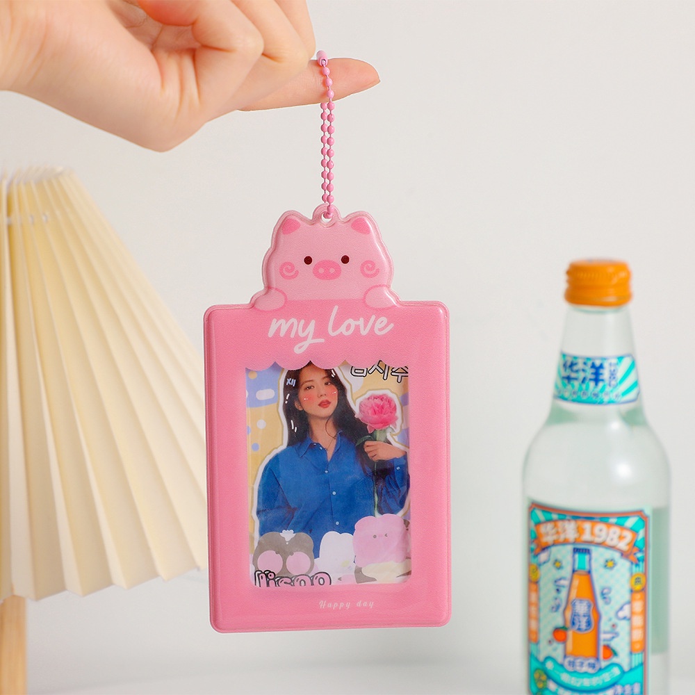 Túi Đựng Thẻ ID/Ảnh/Thẻ Đi Học Phối Dây Xích In Hình Thần Tượng Xinh Xắn