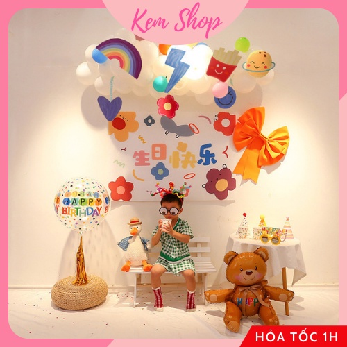Bóng gấu nâu Teddy 3D size đại Kem Shop trang trí sinh nhật - K206