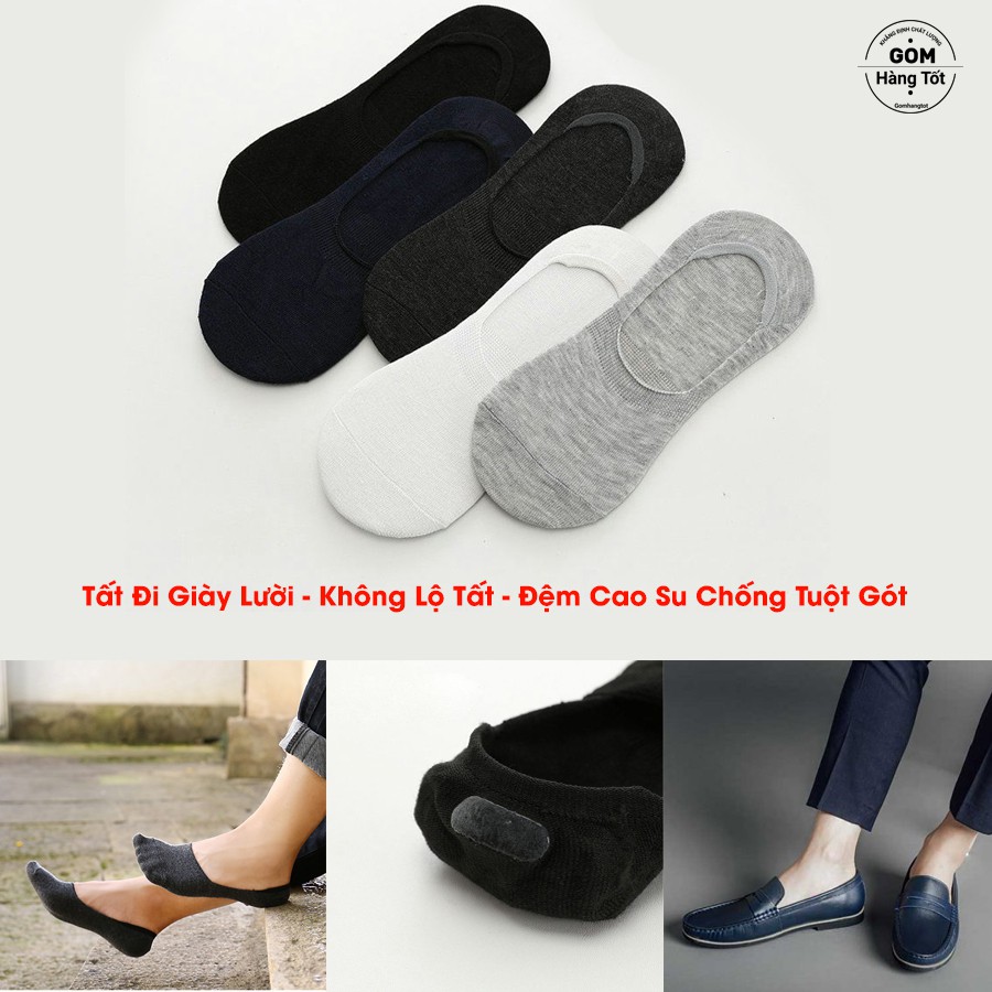 Tất Lười Nam, Tất Nam mang Giày Lười vải cotton mềm mại thoáng mát, Có đệm cao su chống trượt gót chân
