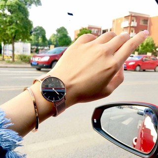 Đồng hồ D.WW. CLASSIC PETITE Dây Vàng Hồng Mặt Đen - Nam - Nữ - 28mm 32mm
