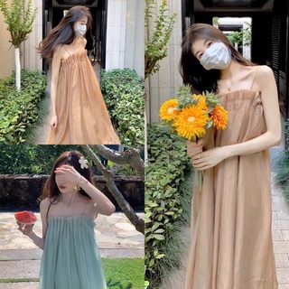 🔥 Váy Maxi Tơ Hai Dây Hàng Hai Lớp Bồng Bềnh Siêu Xinh