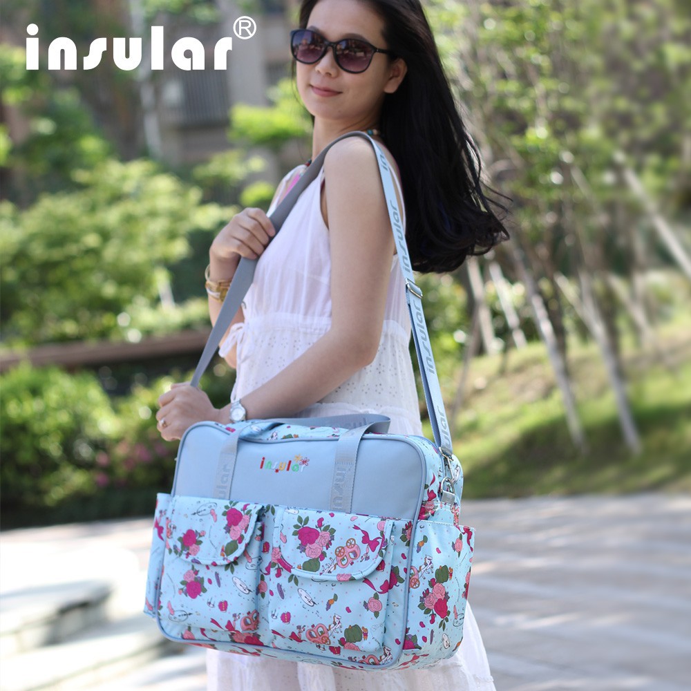 Insular Print Baby Diaper Bag for Mother Waterproof Large Capacity Maternity Bag