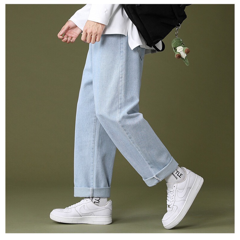 Quần jean bò baggy Basic ống suông rộng Unisex Nam Nữ phong cách Hàn Quốc Ullzang thời trang đường phố - AM.Clothes