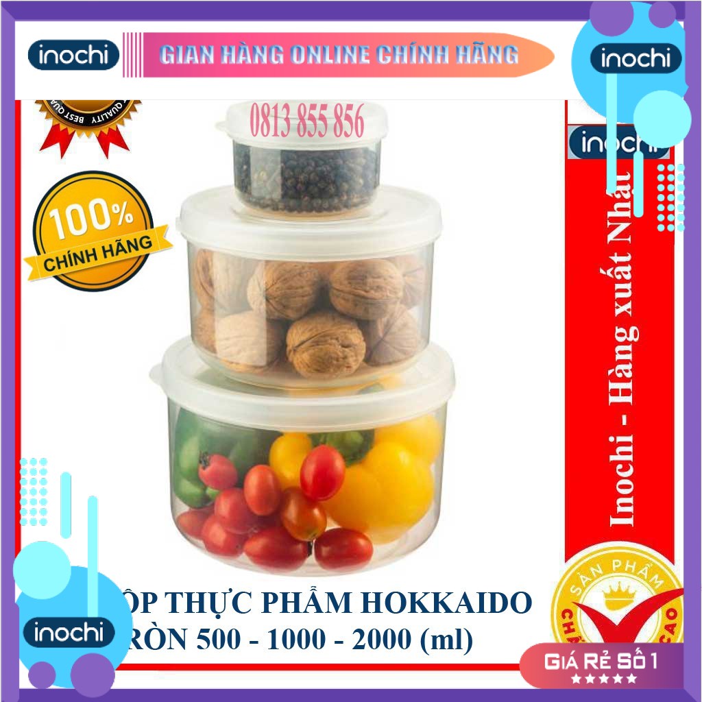 Bộ 3 Hộp Nhựa Đựng Thực Phẩm, Thức Ăn Hokkaido Tròn - Nhựa Cao Cấp Trong Suốt Bền Kín Chịu Nhiệt Cao Tiêu Chuẩn Nhật